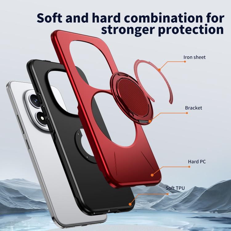 For Redmi Note 15 Pro+ 5G / Poco M8 Pro 5G Metal Rotation Holder MagSafe TPU Hybrid PC Phone Case
