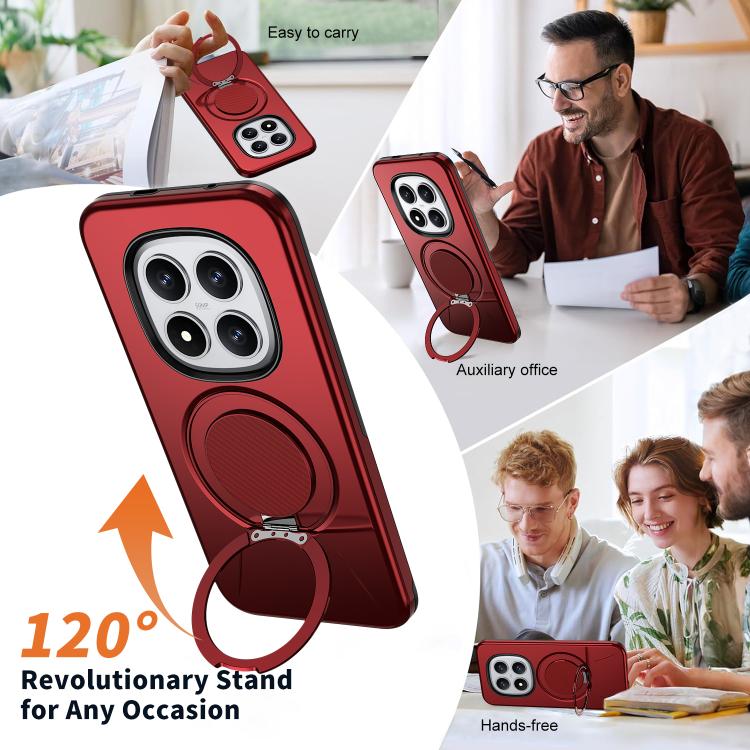 For Redmi Note 15 Pro+ 5G / Poco M8 Pro 5G Metal Rotation Holder MagSafe TPU Hybrid PC Phone Case