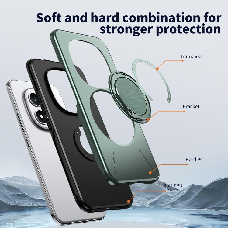 For Redmi Note 15 Pro+ 5G / Poco M8 Pro 5G Metal Rotation Holder MagSafe TPU Hybrid PC Phone Case