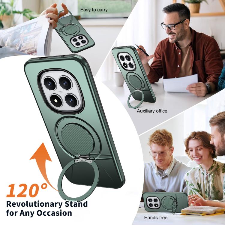 For Redmi Note 15 Pro+ 5G / Poco M8 Pro 5G Metal Rotation Holder MagSafe TPU Hybrid PC Phone Case
