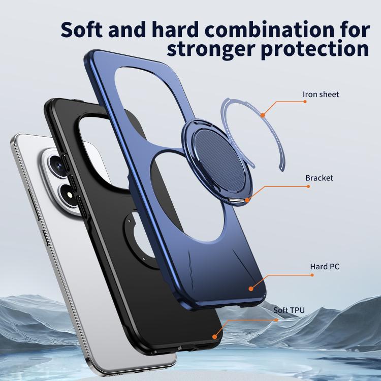 For Redmi Note 15 Pro+ 5G / Poco M8 Pro 5G Metal Rotation Holder MagSafe TPU Hybrid PC Phone Case
