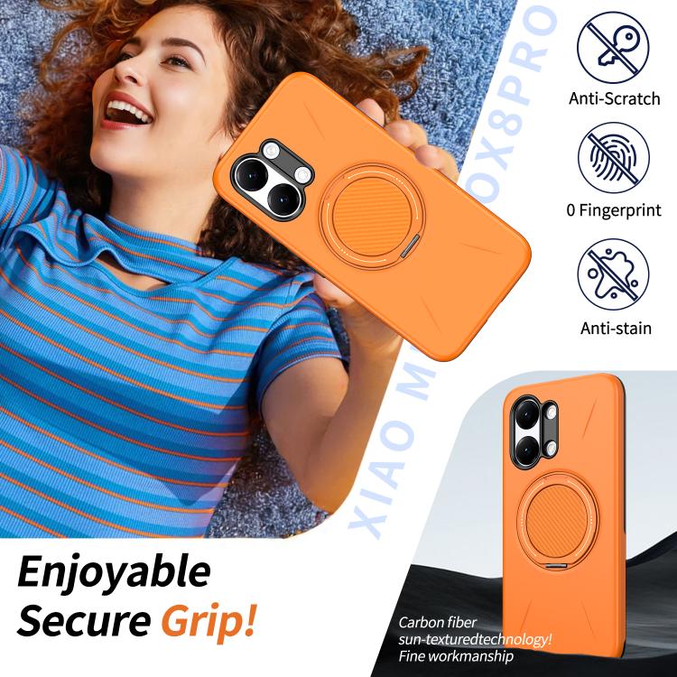 For Redmi Turbo 5 Max 5G / Poco X8 Pro Max 5G Metal Rotation Holder MagSafe TPU Hybrid PC Phone Case