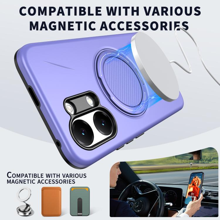 For Redmi Turbo 5 Max 5G / Poco X8 Pro Max 5G Metal Rotation Holder MagSafe TPU Hybrid PC Phone Case