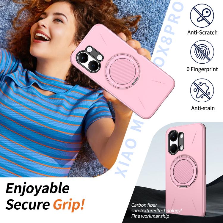 For Redmi Turbo 5 Max 5G / Poco X8 Pro Max 5G Metal Rotation Holder MagSafe TPU Hybrid PC Phone Case