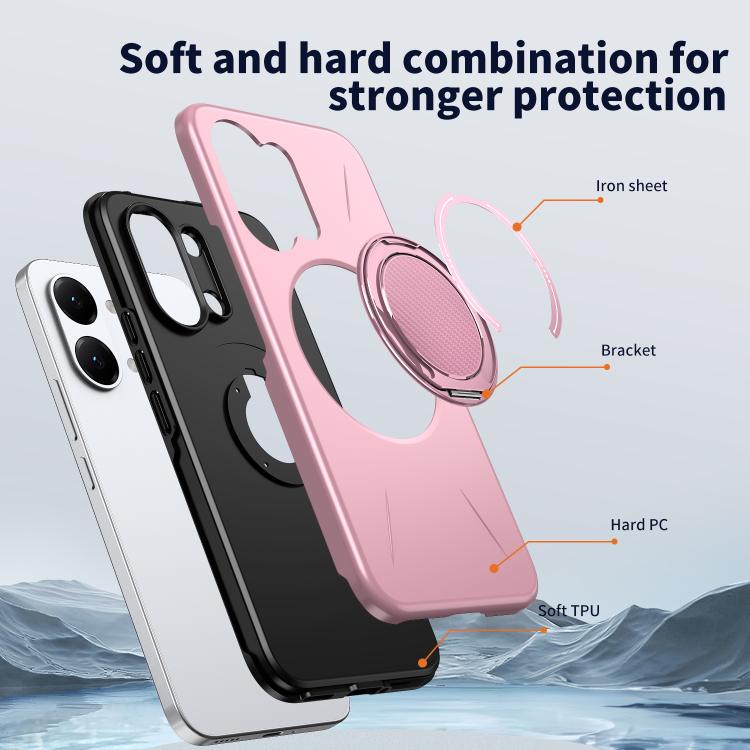 For Redmi Turbo 5 Max 5G / Poco X8 Pro Max 5G Metal Rotation Holder MagSafe TPU Hybrid PC Phone Case