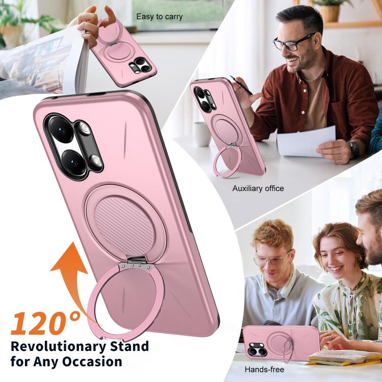 For Redmi Turbo 5 Max 5G / Poco X8 Pro Max 5G Metal Rotation Holder MagSafe TPU Hybrid PC Phone Case