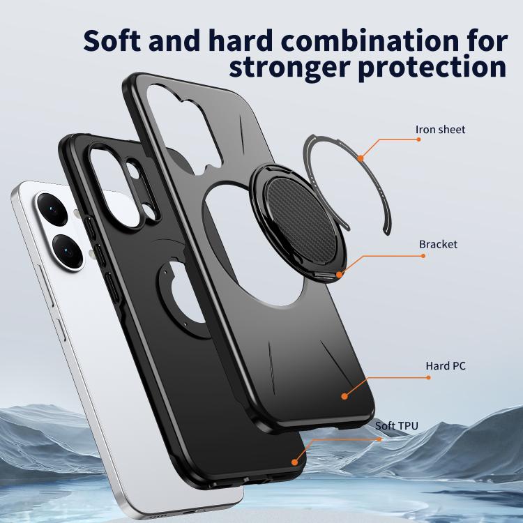 For Redmi Turbo 5 Max 5G / Poco X8 Pro Max 5G Metal Rotation Holder MagSafe TPU Hybrid PC Phone Case