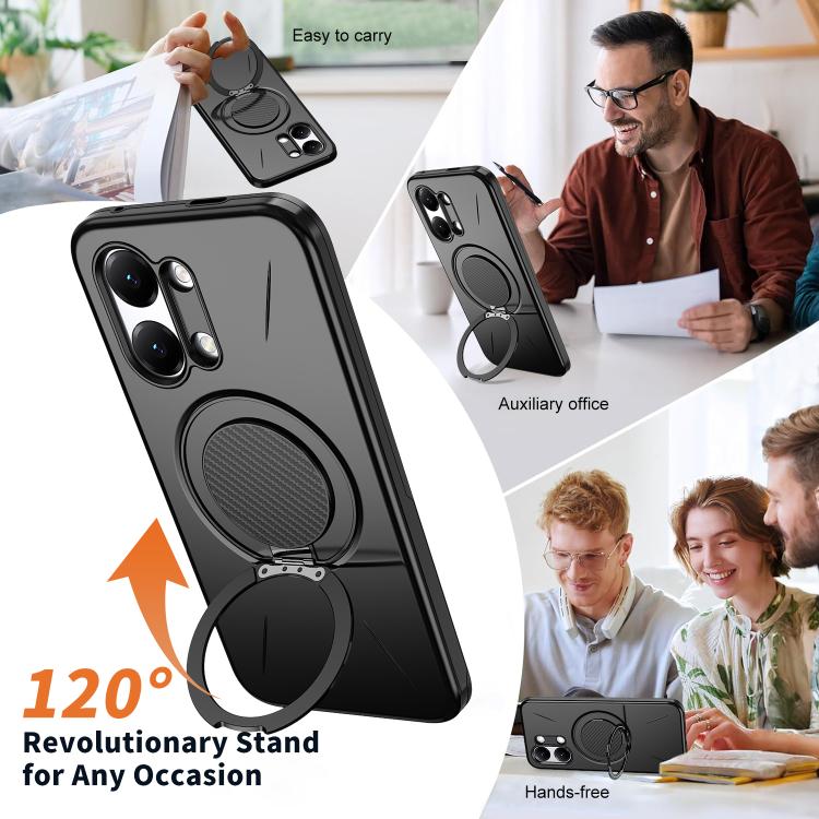 For Redmi Turbo 5 Max 5G / Poco X8 Pro Max 5G Metal Rotation Holder MagSafe TPU Hybrid PC Phone Case