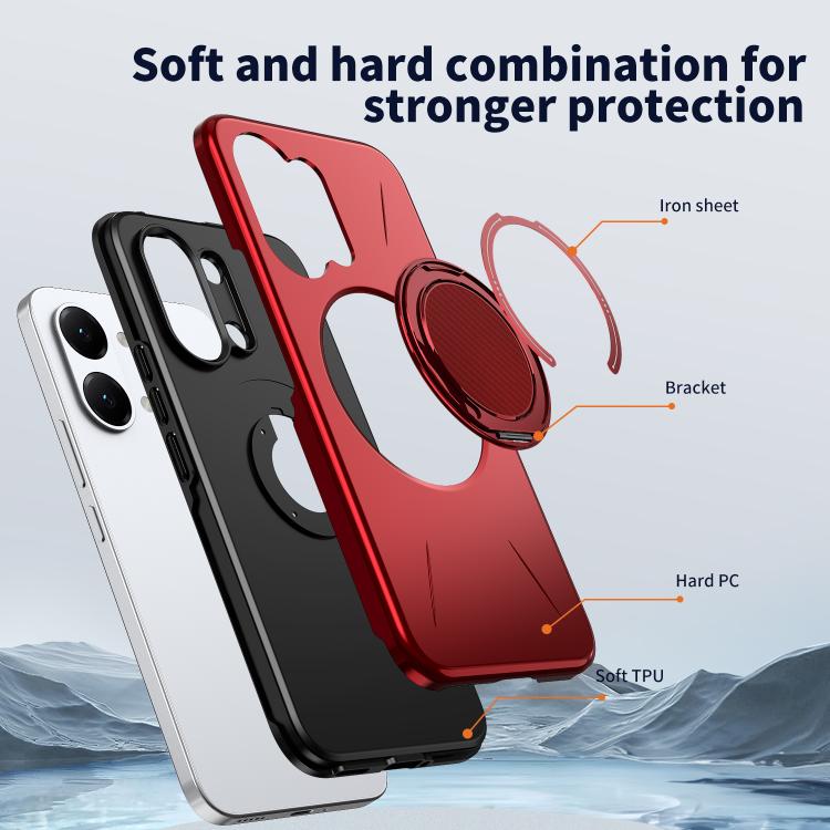 For Redmi Turbo 5 Max 5G / Poco X8 Pro Max 5G Metal Rotation Holder MagSafe TPU Hybrid PC Phone Case