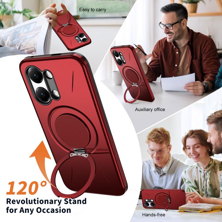 For Redmi Turbo 5 Max 5G / Poco X8 Pro Max 5G Metal Rotation Holder MagSafe TPU Hybrid PC Phone Case