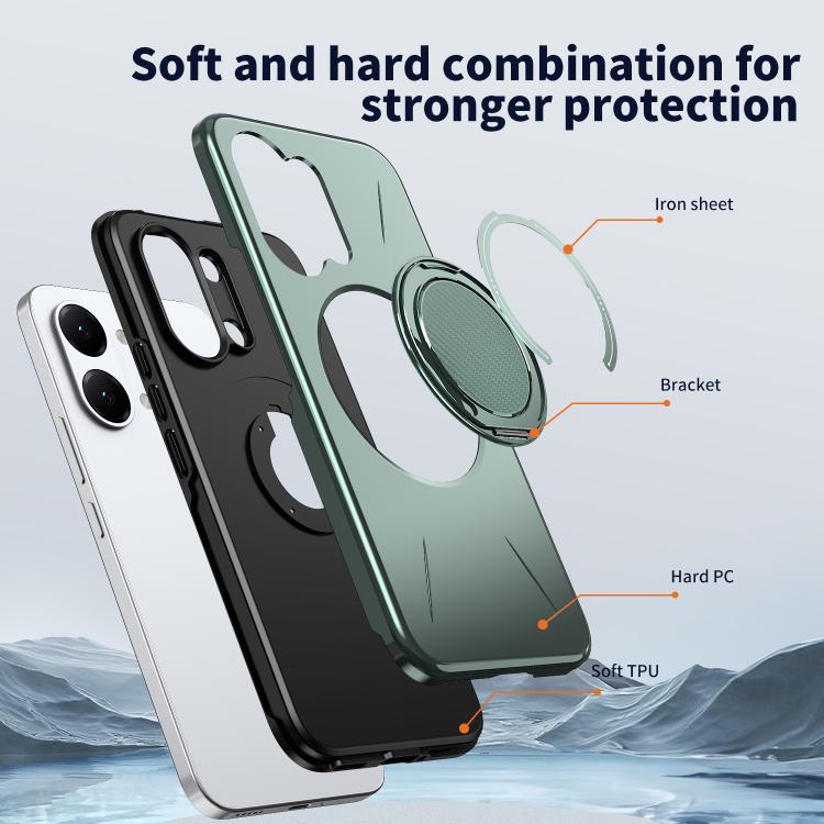 For Redmi Turbo 5 Max 5G / Poco X8 Pro Max 5G Metal Rotation Holder MagSafe TPU Hybrid PC Phone Case