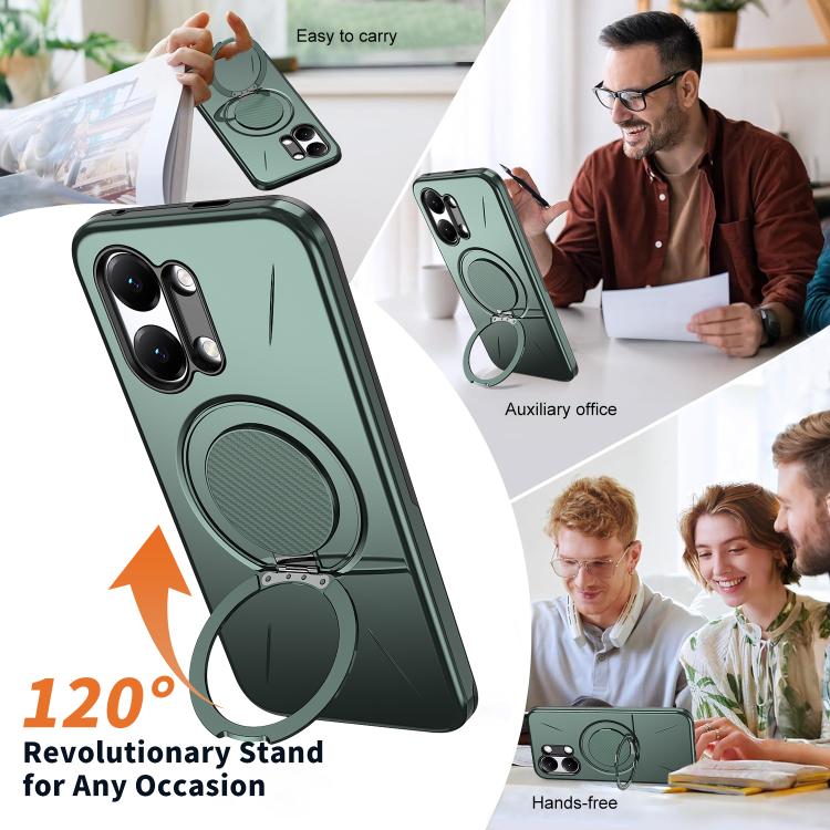 For Redmi Turbo 5 Max 5G / Poco X8 Pro Max 5G Metal Rotation Holder MagSafe TPU Hybrid PC Phone Case