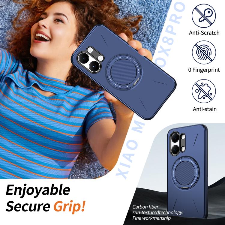 For Redmi Turbo 5 Max 5G / Poco X8 Pro Max 5G Metal Rotation Holder MagSafe TPU Hybrid PC Phone Case
