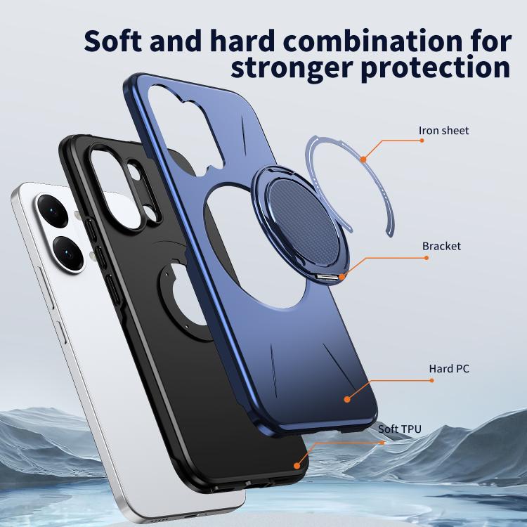For Redmi Turbo 5 Max 5G / Poco X8 Pro Max 5G Metal Rotation Holder MagSafe TPU Hybrid PC Phone Case
