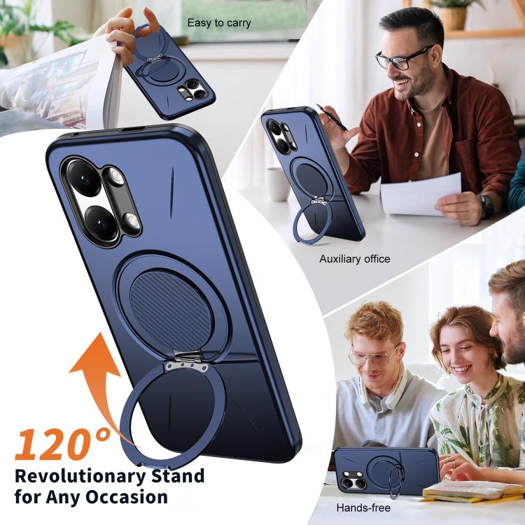 For Redmi Turbo 5 Max 5G / Poco X8 Pro Max 5G Metal Rotation Holder MagSafe TPU Hybrid PC Phone Case