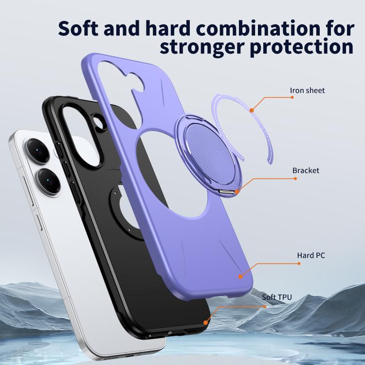 For Redmi Turbo 5 5G / Poco X8 Pro 5G Metal Rotation Holder MagSafe TPU Hybrid PC Phone Case