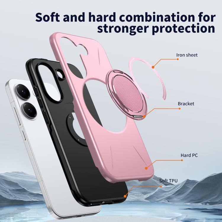 For Redmi Turbo 5 5G / Poco X8 Pro 5G Metal Rotation Holder MagSafe TPU Hybrid PC Phone Case
