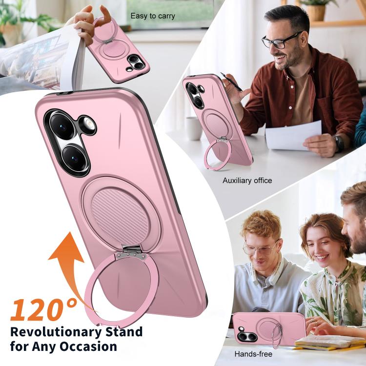 For Redmi Turbo 5 5G / Poco X8 Pro 5G Metal Rotation Holder MagSafe TPU Hybrid PC Phone Case