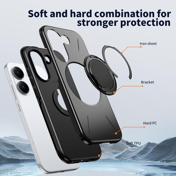 For Redmi Turbo 5 5G / Poco X8 Pro 5G Metal Rotation Holder MagSafe TPU Hybrid PC Phone Case