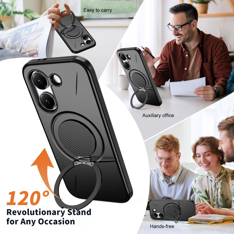 For Redmi Turbo 5 5G / Poco X8 Pro 5G Metal Rotation Holder MagSafe TPU Hybrid PC Phone Case