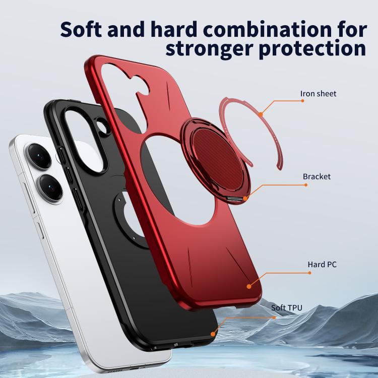 For Redmi Turbo 5 5G / Poco X8 Pro 5G Metal Rotation Holder MagSafe TPU Hybrid PC Phone Case