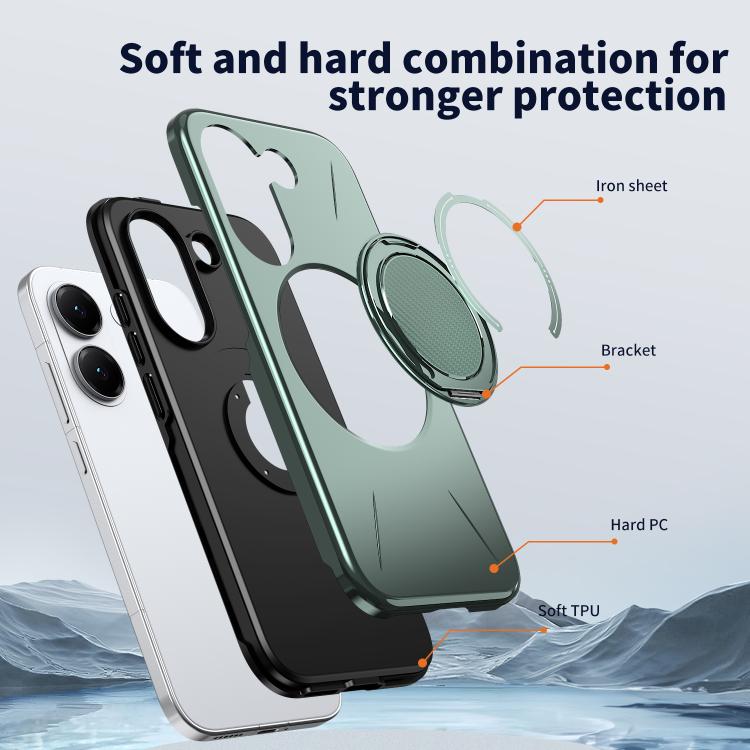 For Redmi Turbo 5 5G / Poco X8 Pro 5G Metal Rotation Holder MagSafe TPU Hybrid PC Phone Case