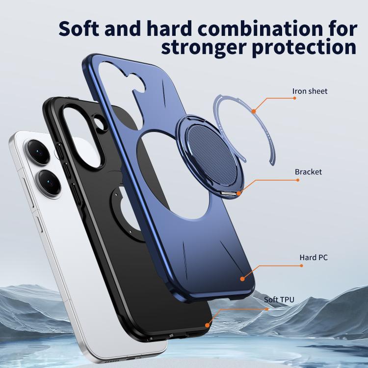 For Redmi Turbo 5 5G / Poco X8 Pro 5G Metal Rotation Holder MagSafe TPU Hybrid PC Phone Case