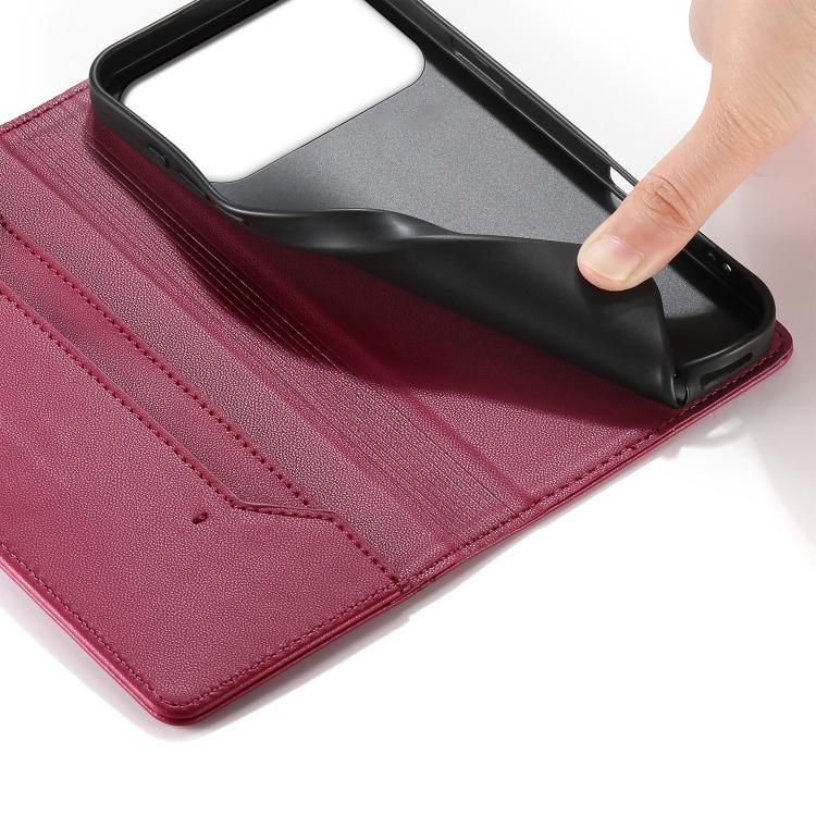 For iPhone 17 Pro Max Stitched Line Magnetic RFID Vegan Leather Phone Case