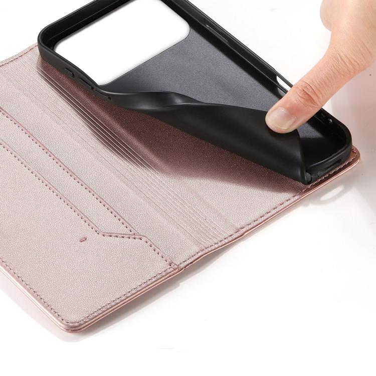For iPhone 17 Pro Max Stitched Line Magnetic RFID Vegan Leather Phone Case