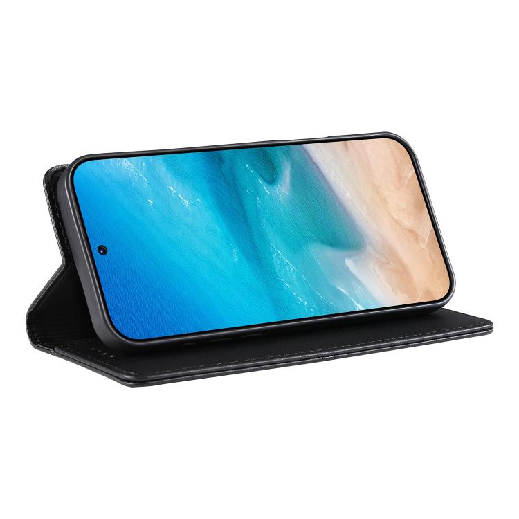 For iPhone 17 Stitched Line Magnetic RFID Vegan Leather Phone Case