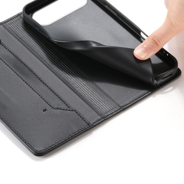 For iPhone Air Stitched Line Magnetic RFID Vegan Leather Phone Case