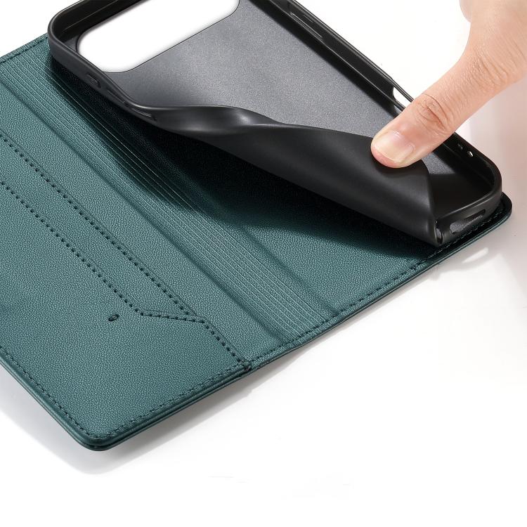 For iPhone Air Stitched Line Magnetic RFID Vegan Leather Phone Case