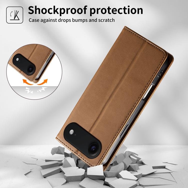 For iPhone Air Stitched Line Magnetic RFID Vegan Leather Phone Case