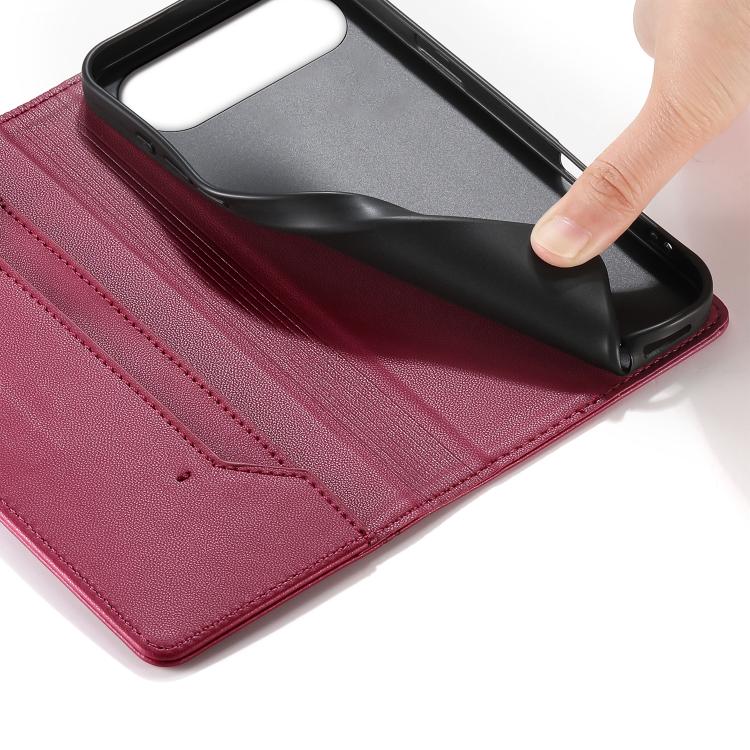For iPhone Air Stitched Line Magnetic RFID Vegan Leather Phone Case