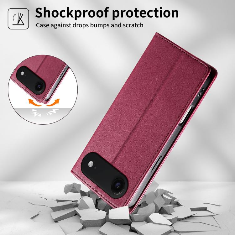 For iPhone Air Stitched Line Magnetic RFID Vegan Leather Phone Case