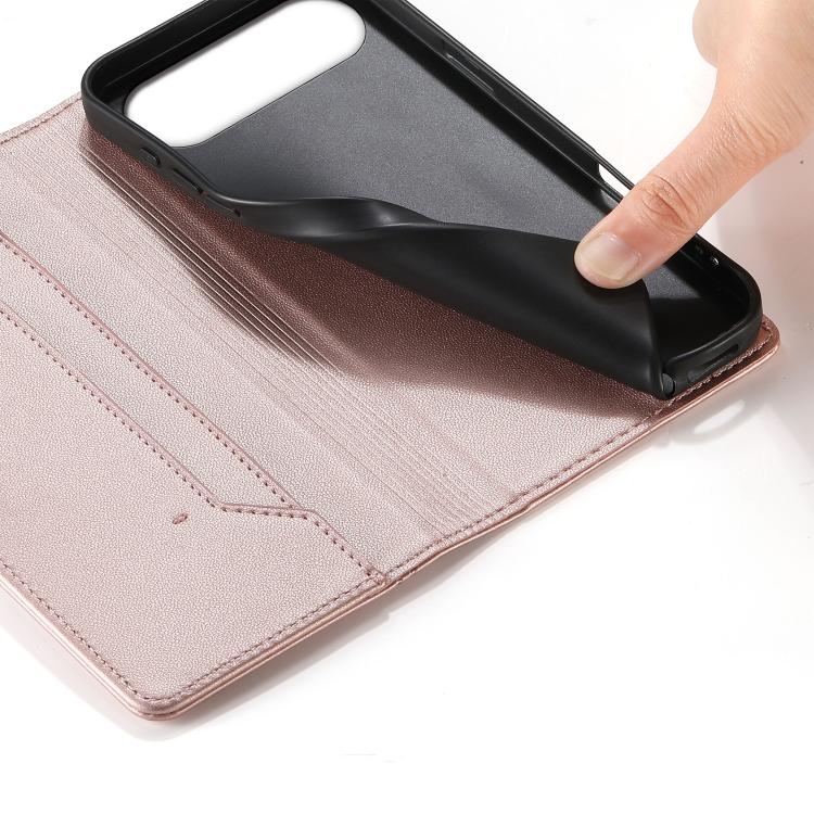 For iPhone Air Stitched Line Magnetic RFID Vegan Leather Phone Case
