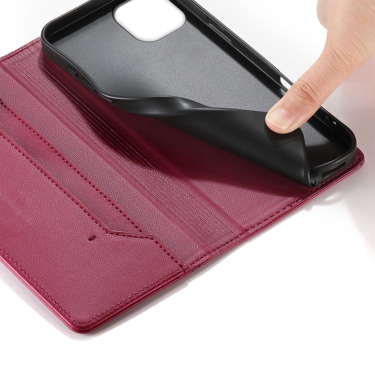For iPhone 15 Plus Stitched Line Magnetic RFID Vegan Leather Phone Case