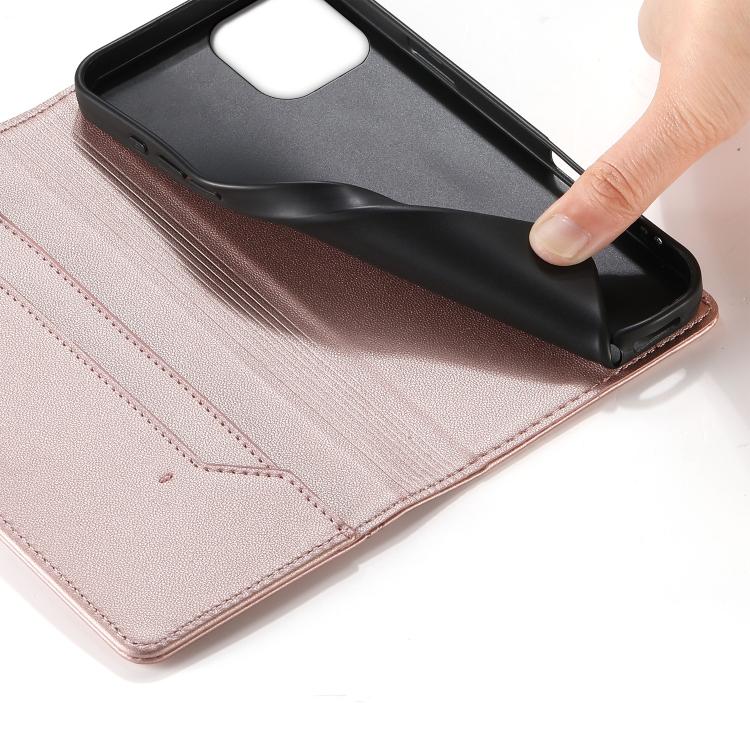 For iPhone 15 Stitched Line Magnetic RFID Vegan Leather Phone Case
