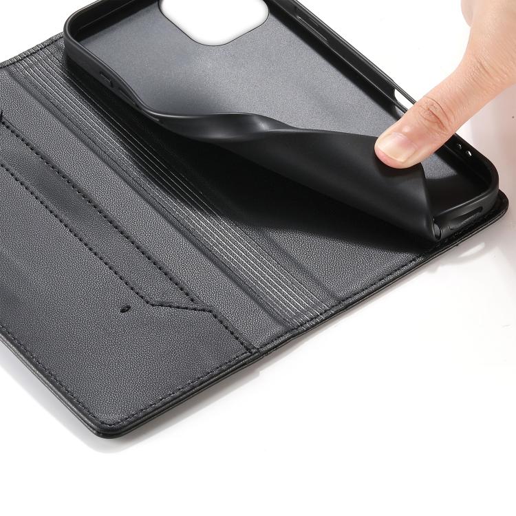 For iPhone 14 / 13 Stitched Line Magnetic RFID Vegan Leather Phone Case