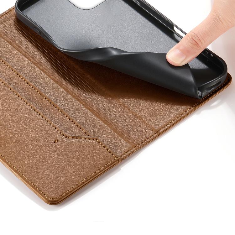 For iPhone 14 / 13 Stitched Line Magnetic RFID Vegan Leather Phone Case
