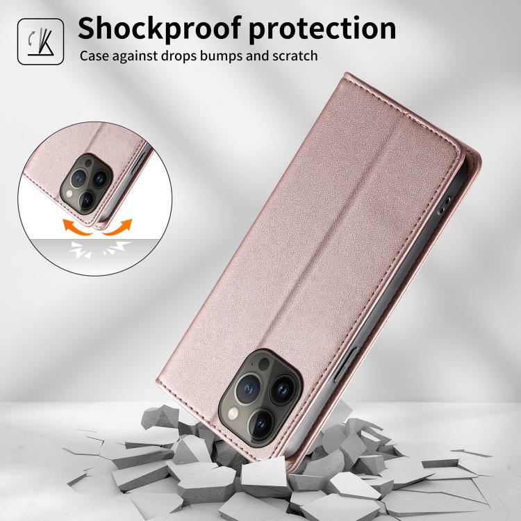 For iPhone 13 Pro Max Stitched Line Magnetic RFID Vegan Leather Phone Case