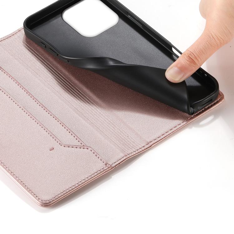 For iPhone 13 Pro Stitched Line Magnetic RFID Vegan Leather Phone Case