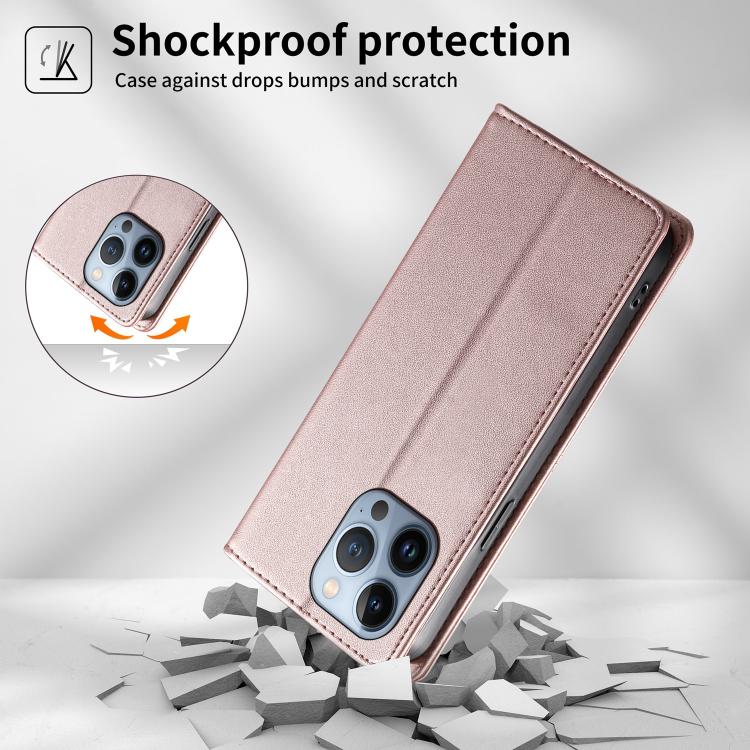 For iPhone 13 Pro Stitched Line Magnetic RFID Vegan Leather Phone Case