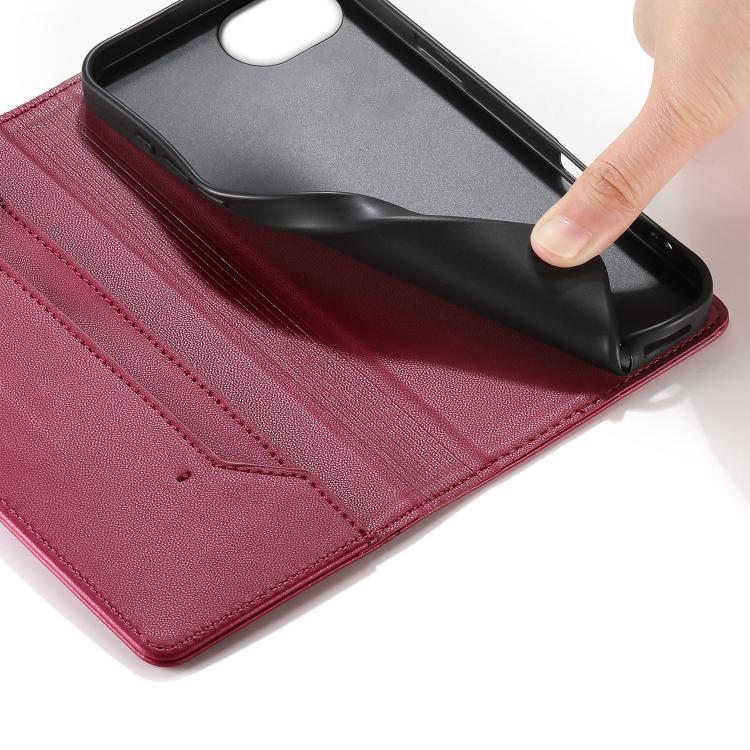 For iPhone 17e / 16e Stitched Line Magnetic RFID Vegan Leather Phone Case