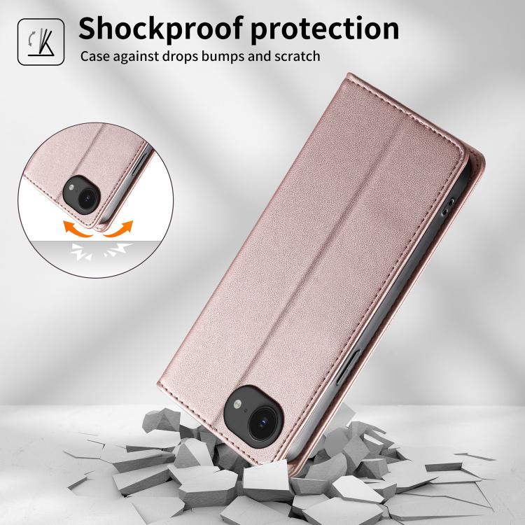 For iPhone 17e / 16e Stitched Line Magnetic RFID Vegan Leather Phone Case