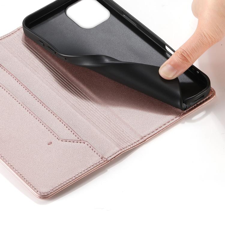 For iPhone 12 / 12 Pro Stitched Line Magnetic RFID Vegan Leather Phone Case