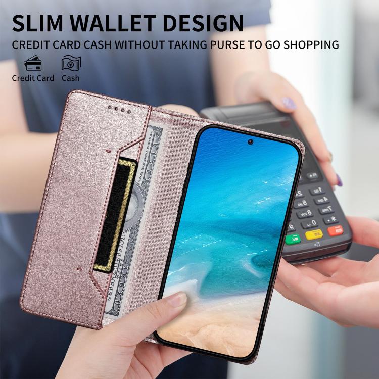For iPhone 12 / 12 Pro Stitched Line Magnetic RFID Vegan Leather Phone Case