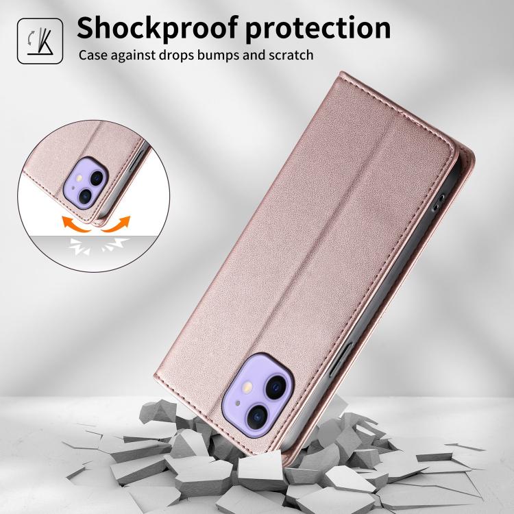 For iPhone 12 / 12 Pro Stitched Line Magnetic RFID Vegan Leather Phone Case