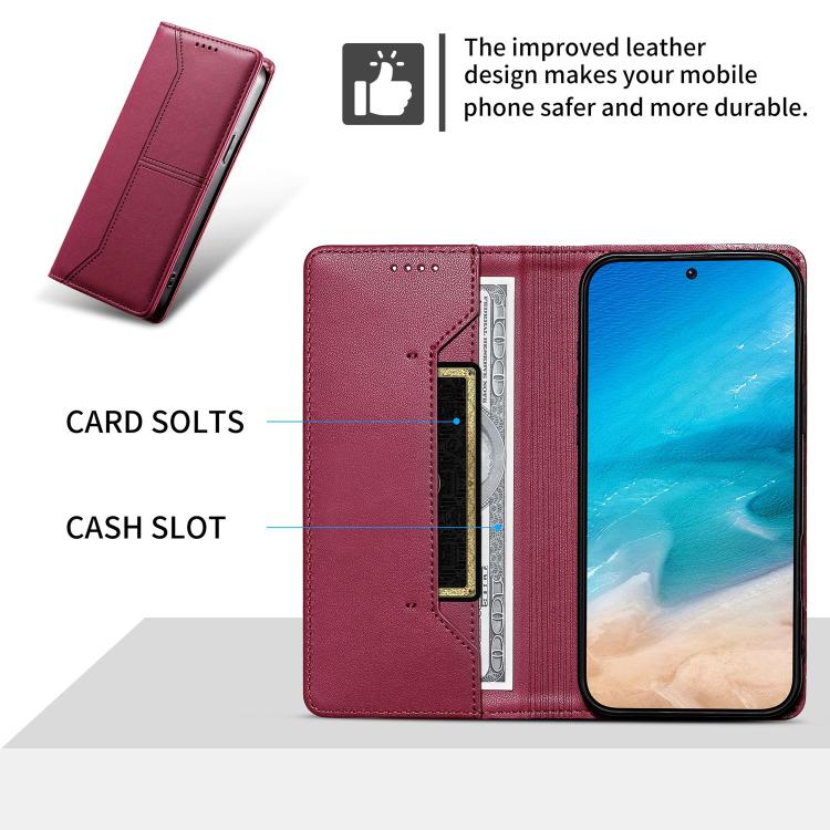 For iPhone 12 mini Stitched Line Magnetic RFID Vegan Leather Phone Case