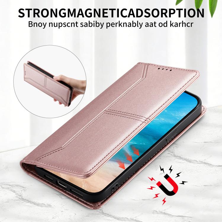 For iPhone 12 mini Stitched Line Magnetic RFID Vegan Leather Phone Case